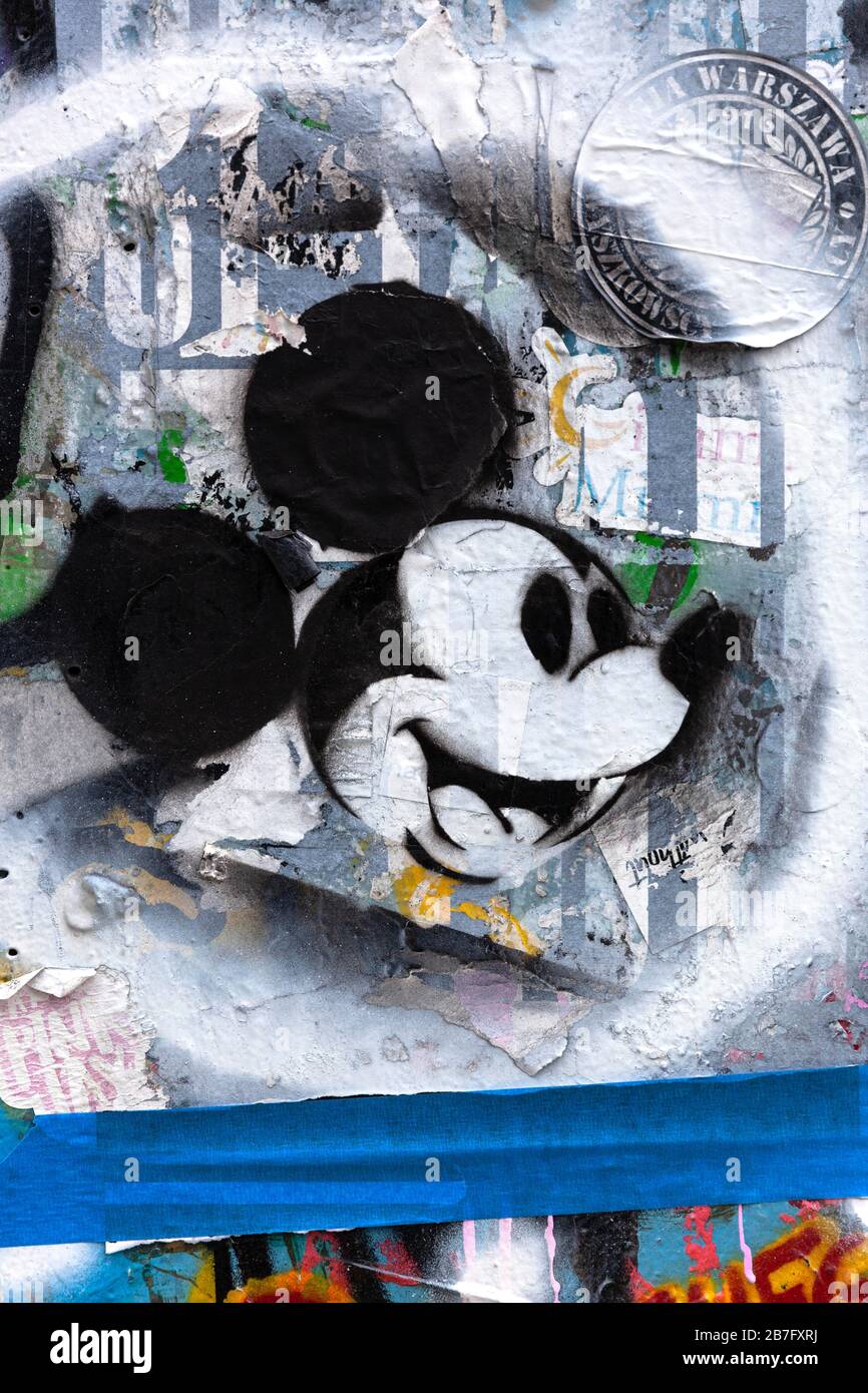 Mickey Mouse stencil graffiti, Miami, Florida, USA. Stock Photo