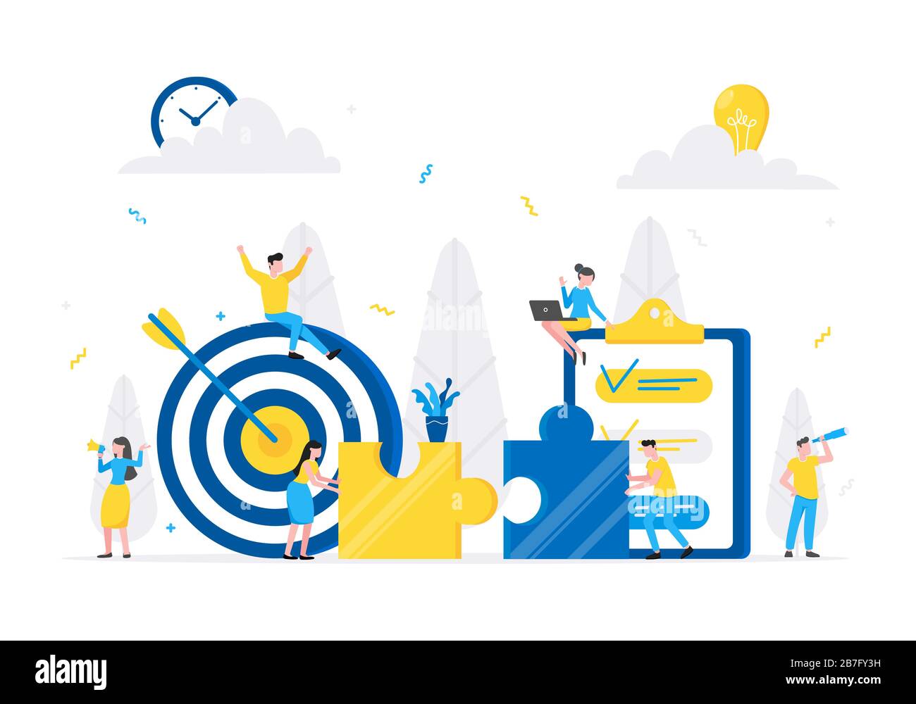 Teamwork concept with tiny people characters working together with big ...