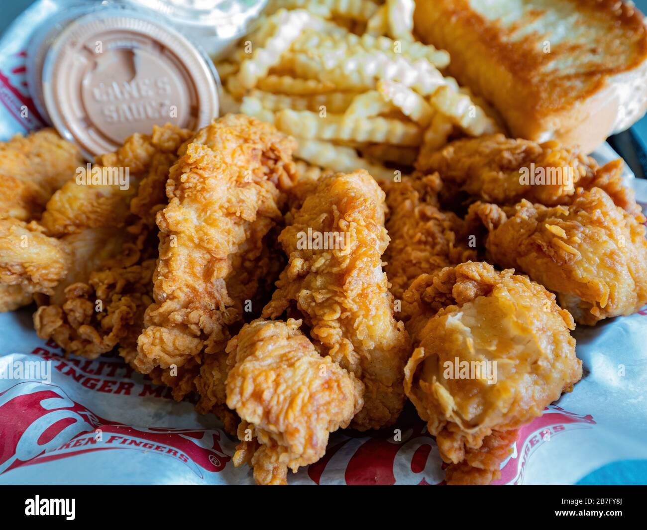 Las Vegas, MAR 15, 2020 Close up shot of the delicious deep fried chicken finger Stock Photo