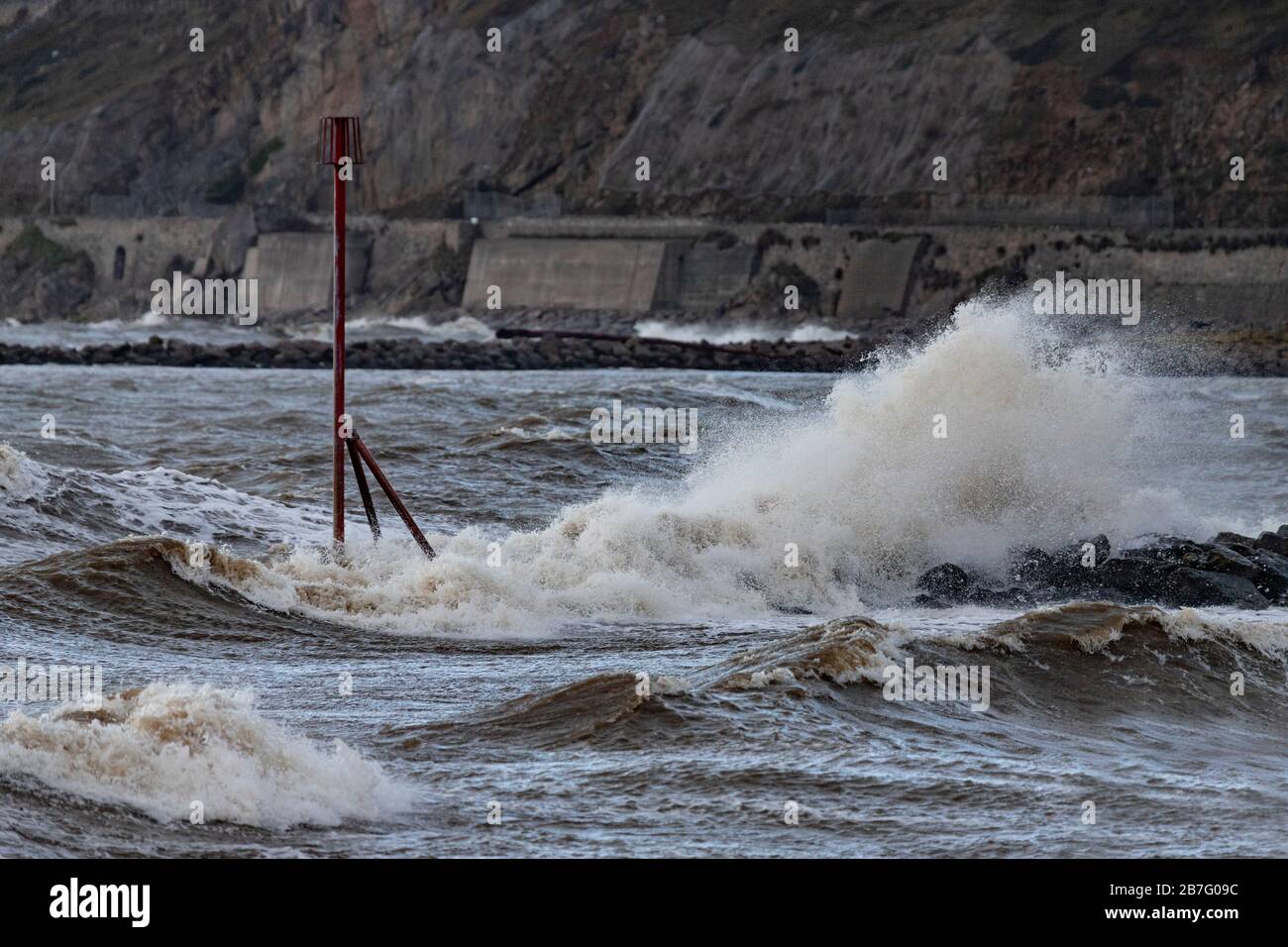 Stormy seas at Llandudno on the North Wales coast Stock Photo