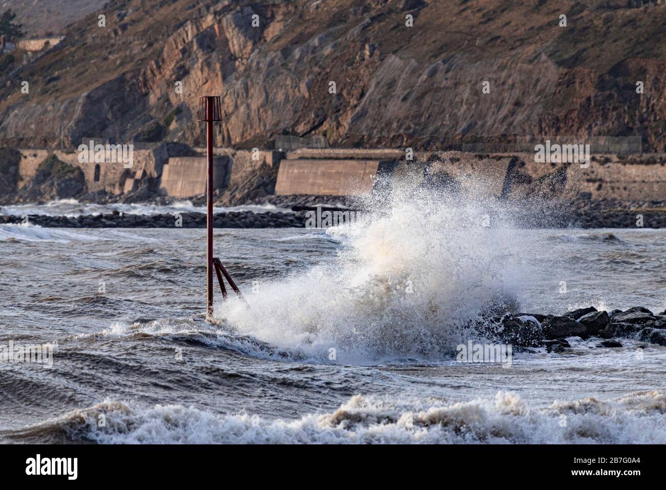 Stormy seas at Llandudno on the North Wales coast Stock Photo