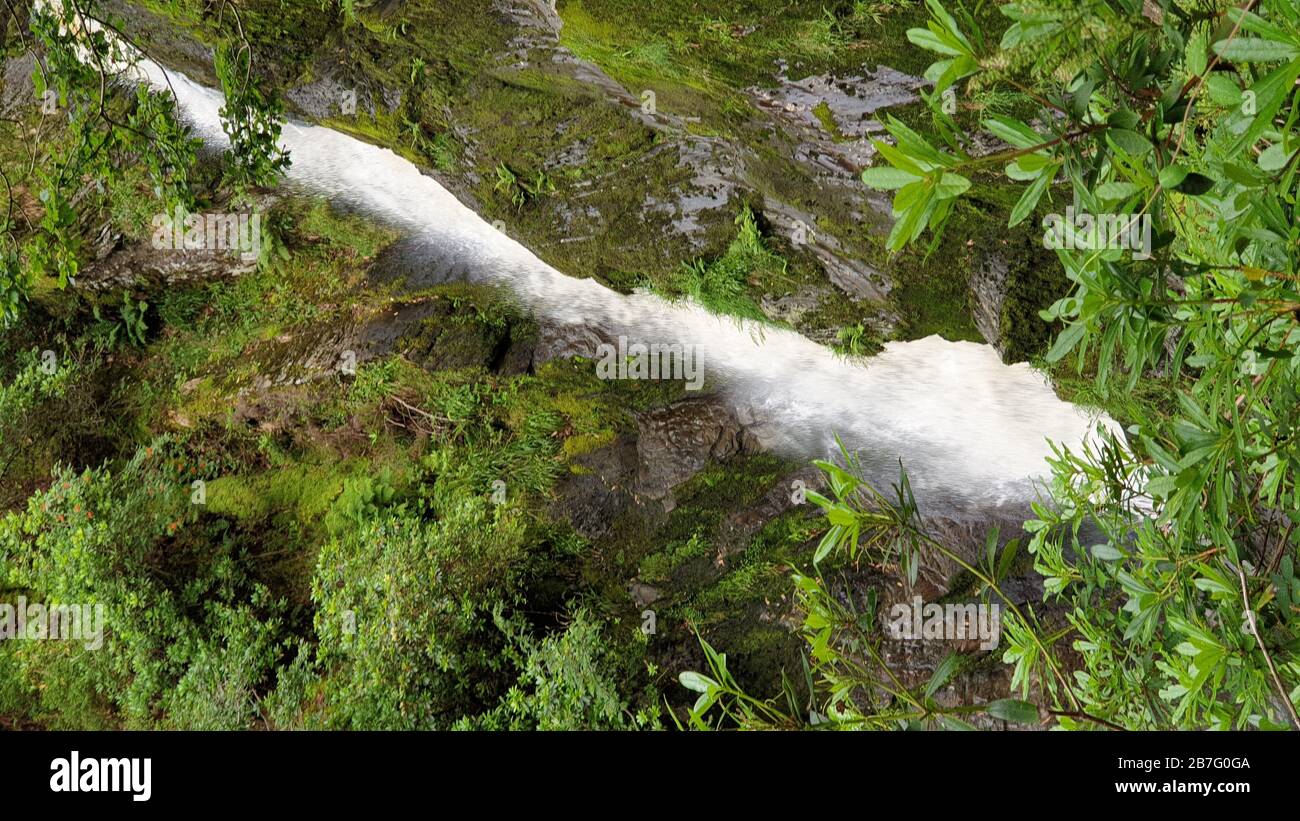 Beautiful shot of a waterfall in Devil's Bridge Falls in Pontarfynach, UK Stock Photo