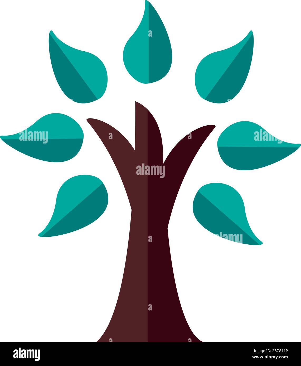 tree plant forest with leafs flat style icon Stock Vector Image & Art ...