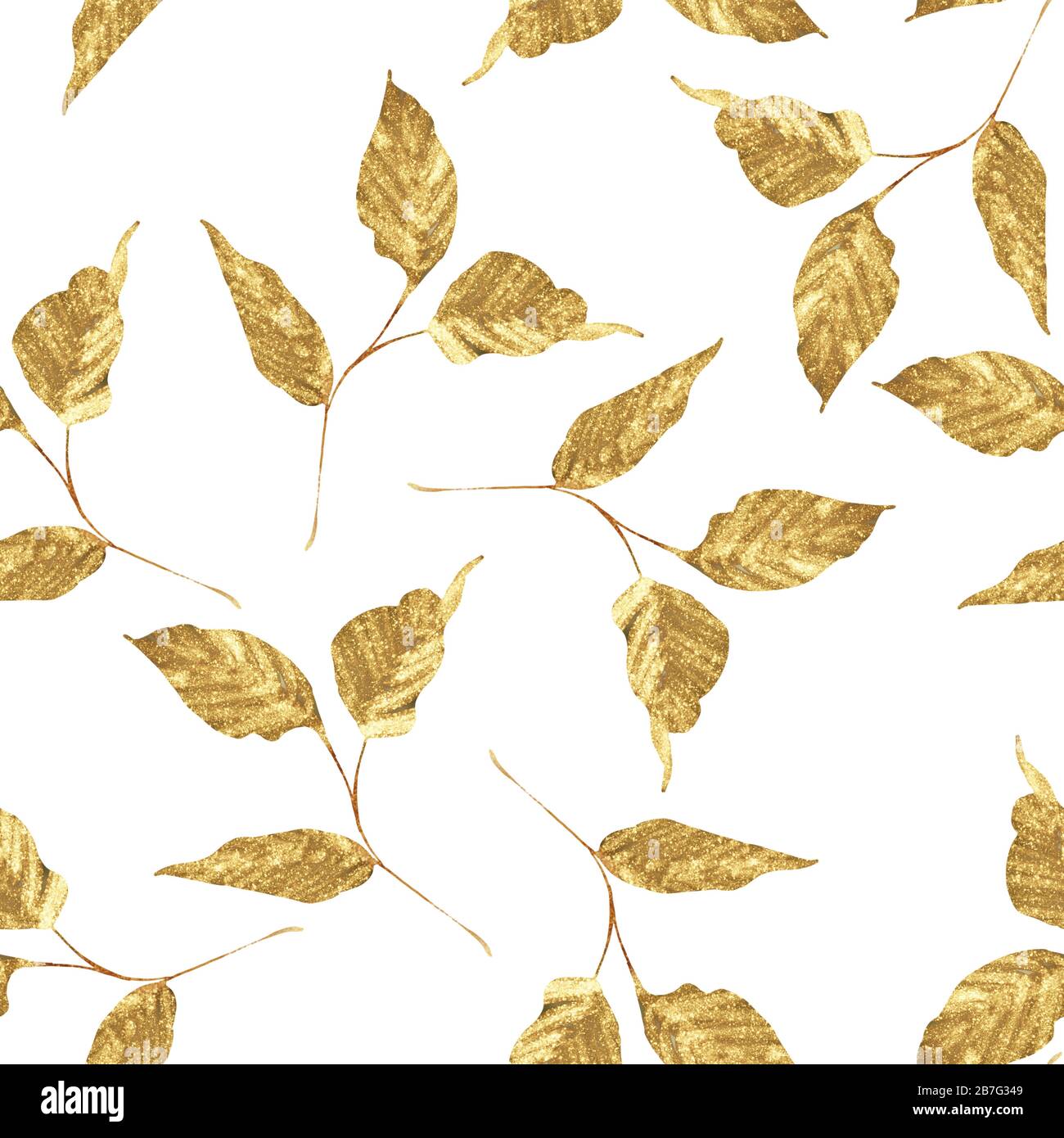 Gold seamless pattern of leaves Stock Photo - Alamy