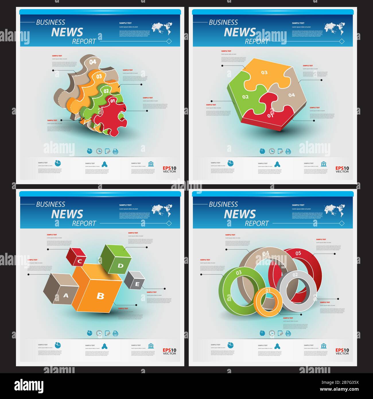Business infographic template pack for interactive data communication ...