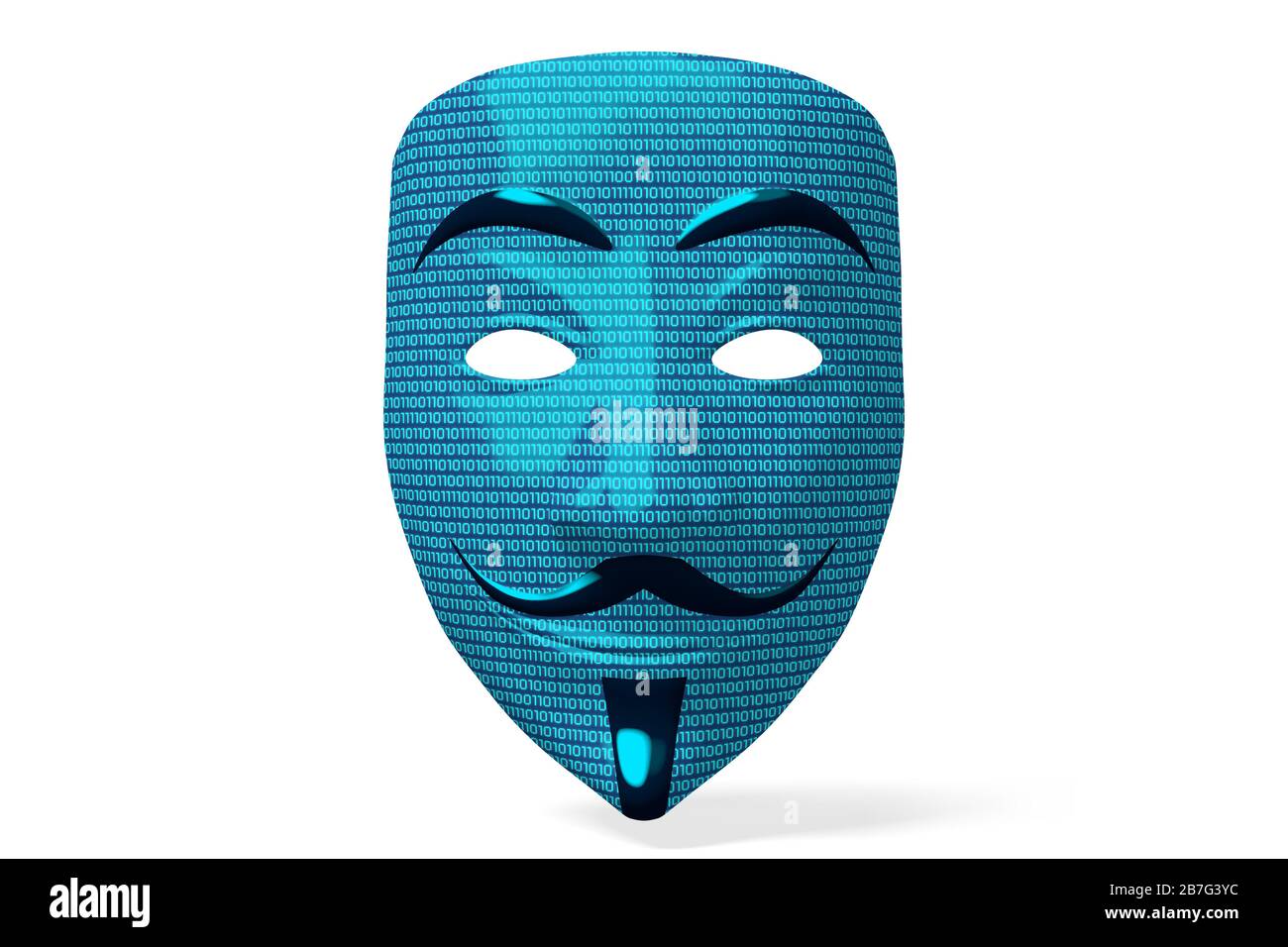Anonymous mask with binary code - isolated on white background Stock ...