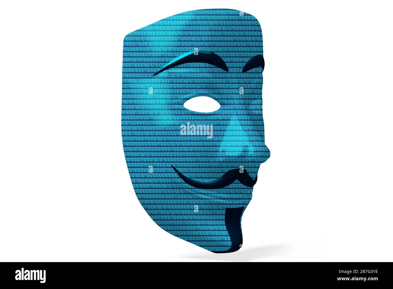 Anonymous mask with binary code - isolated on white background Stock ...
