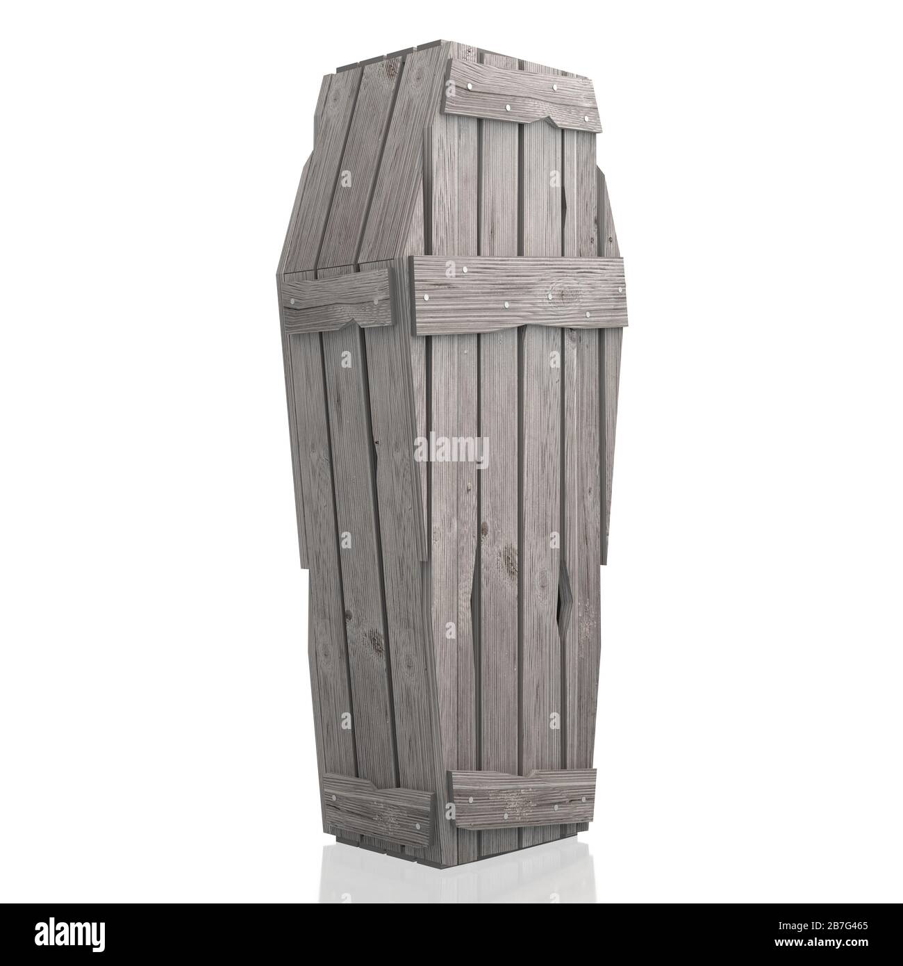 3D wooden coffin/ casket isolated on white background Stock Photo - Alamy