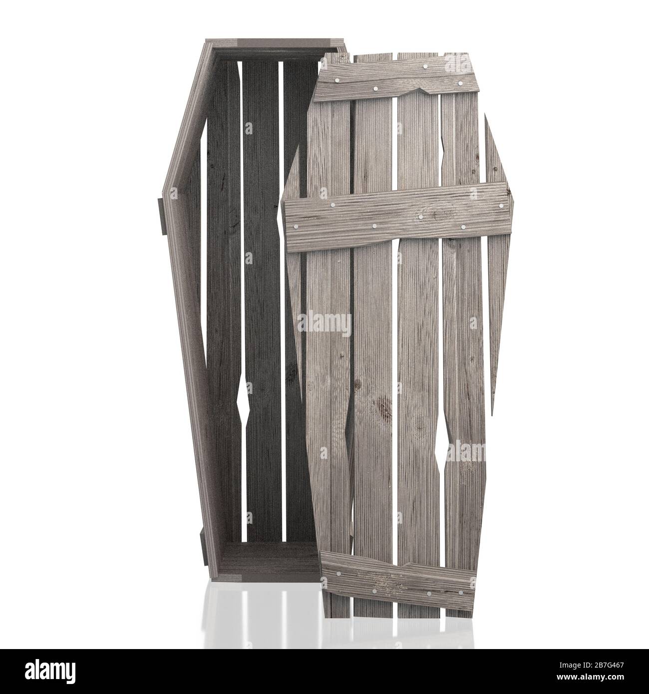 3D wooden coffin/ casket isolated on white background Stock Photo - Alamy