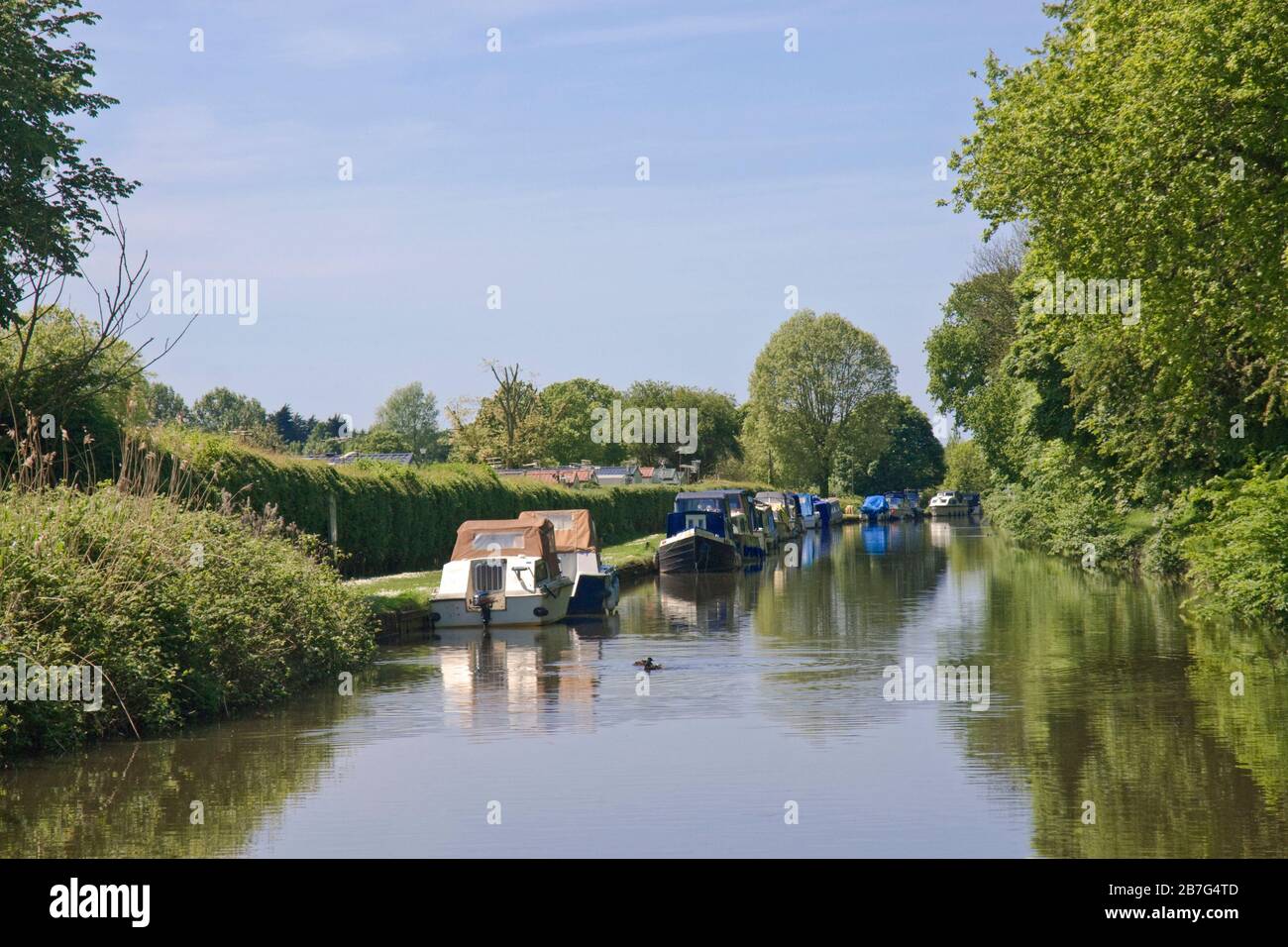 Boats on the Leeds Liverpool Canal at Scarisbrick Stock Photo