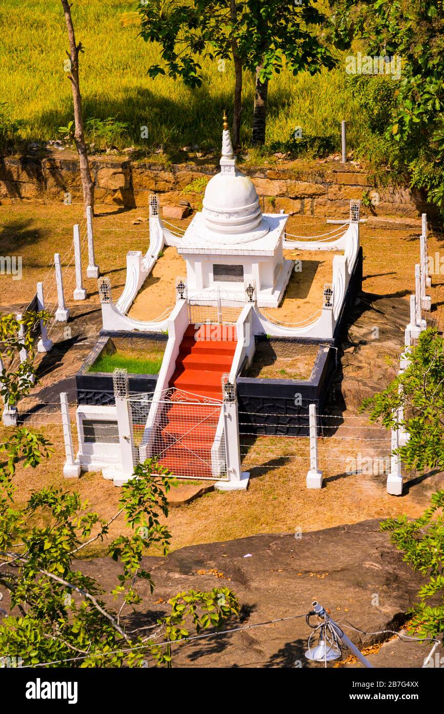 Sri Lanka Ceylon Cultural Triangle Anuradhapura Isurumuni Rock Temple Monastery 3 BC built King Devanampiya Tissa sacred shrine Stupa Dagoba Pagoda Stock Photo