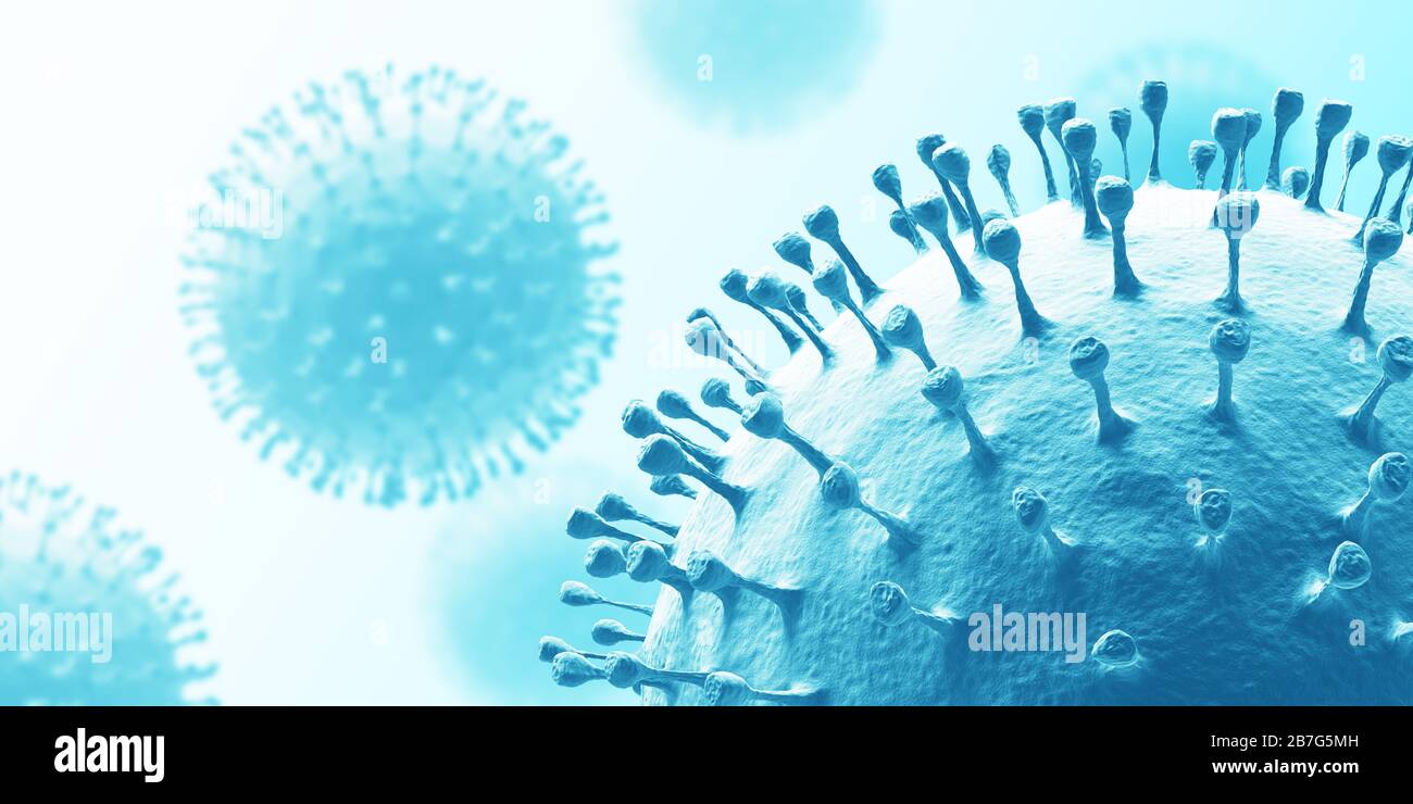 Virus. 3d illustration. Blue color. Stock Photo