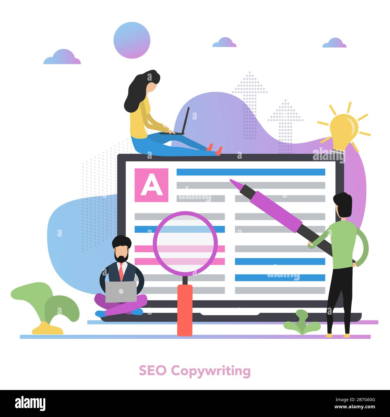 Vector square concept of Seo Copywriting in flat Stock Vector