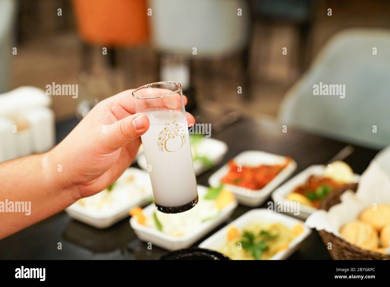traditional Turkish alcoholic drink raki Stock Photo Alamy