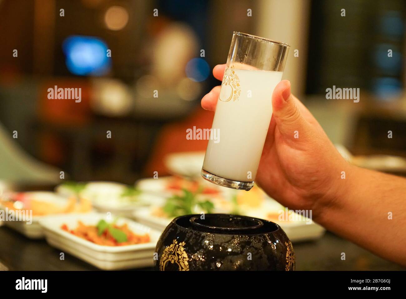 traditional Turkish alcoholic drink raki Stock Photo Alamy
