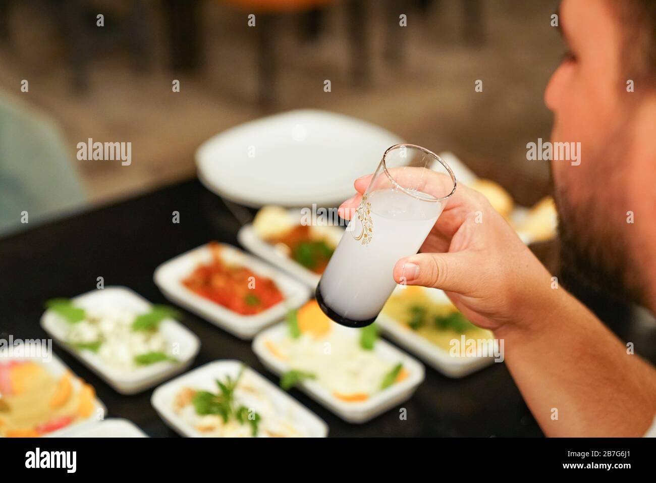 traditional Turkish alcoholic drink raki Stock Photo - Alamy