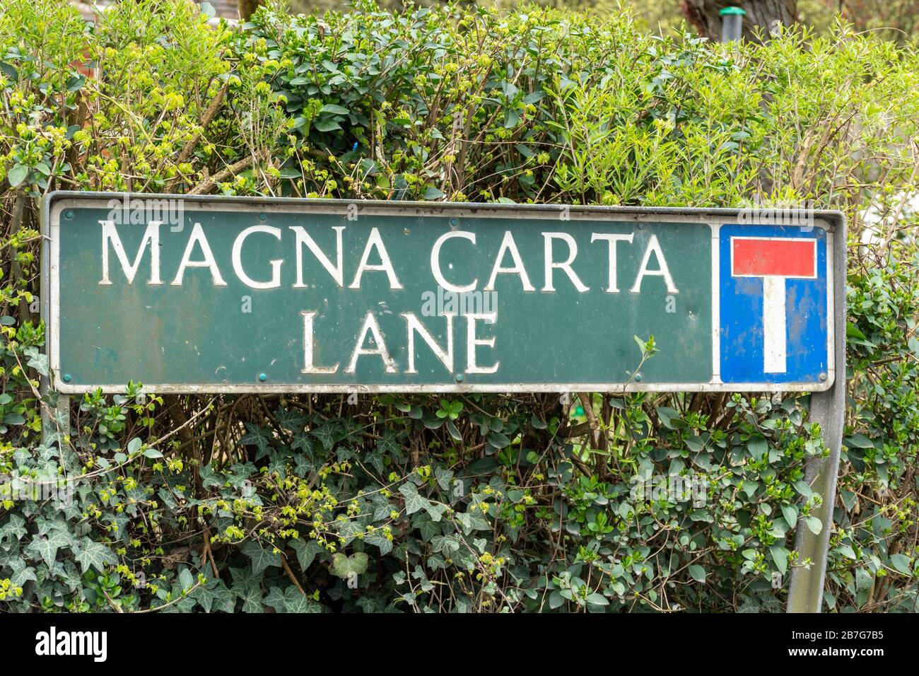 Magna Carta Lane road sign, UK Stock Photo - Alamy