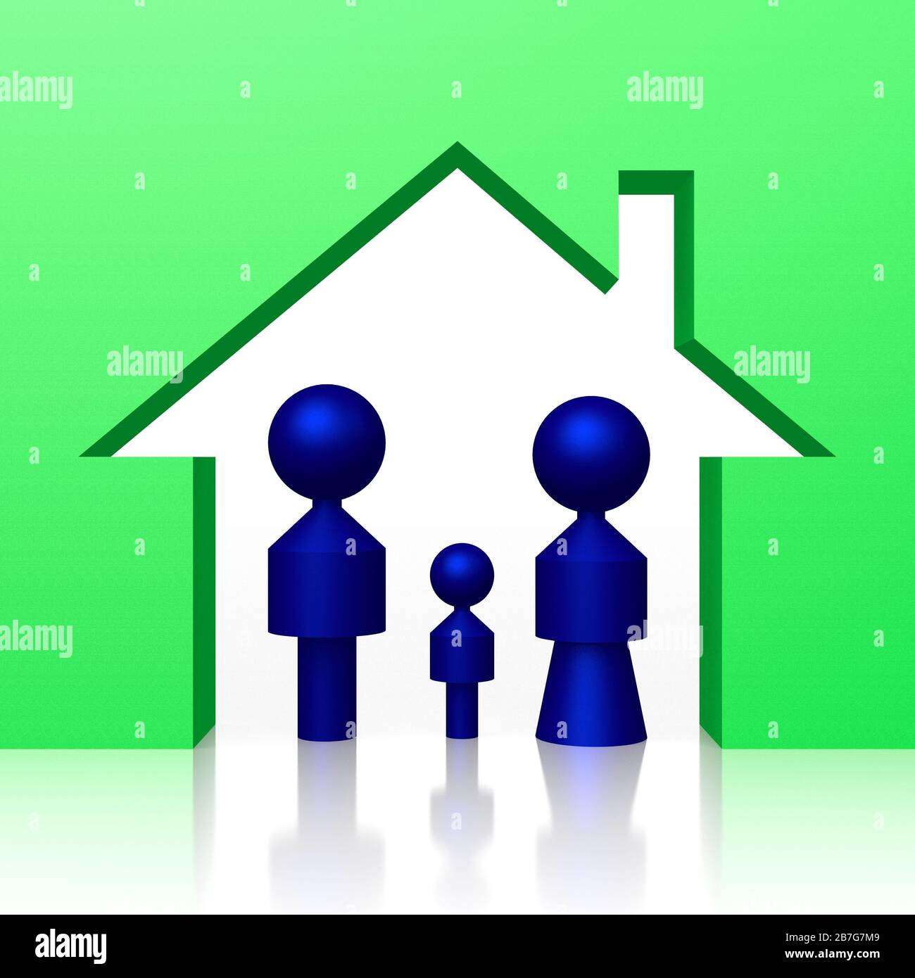 3D geometrical house and family shapes Stock Photo