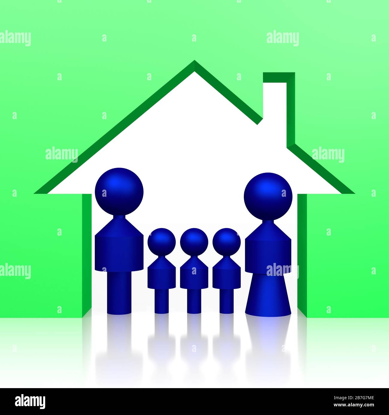 3D geometrical house and family shapes Stock Photo