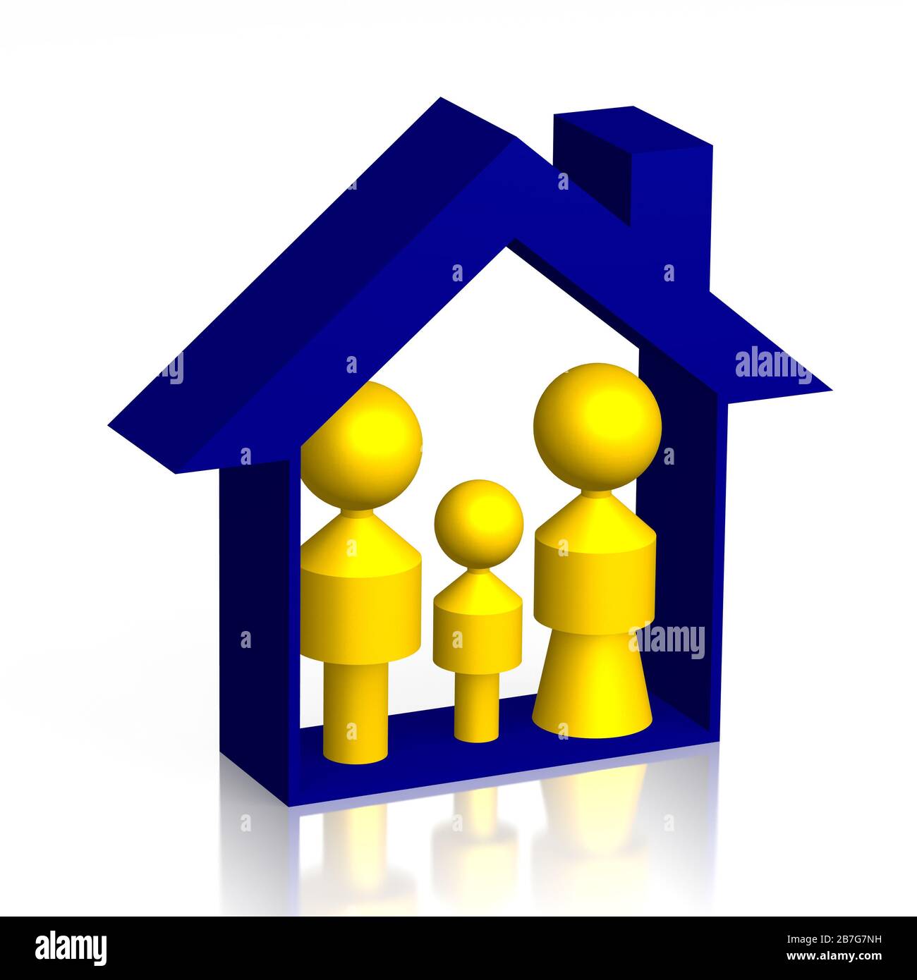 3D house and family shapes - illustration Stock Photo