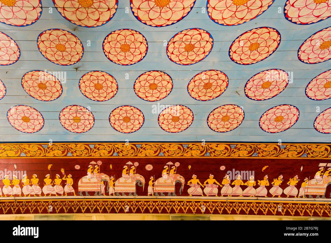 Asia Sri Lanka Kandy Sinhala Central Province ancient capital Sri Dalada Maligawa Temple of the Sacred Tooth Relic Buddhist Buddhism ceiling detail Stock Photo
