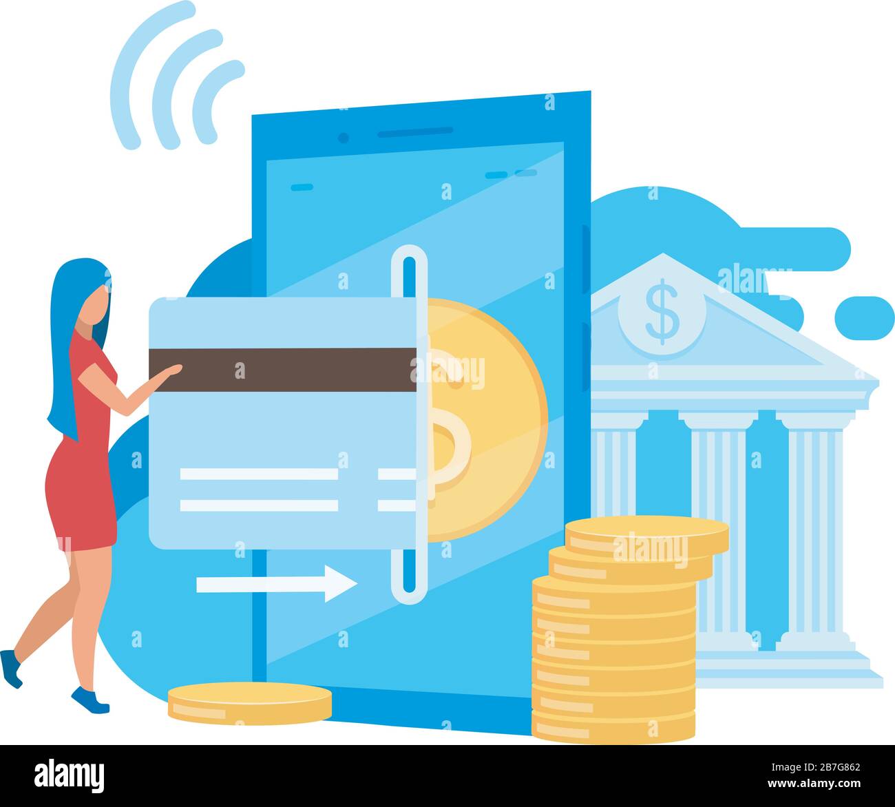Mobile banking app flat vector illustration Stock Vector Image & Art ...