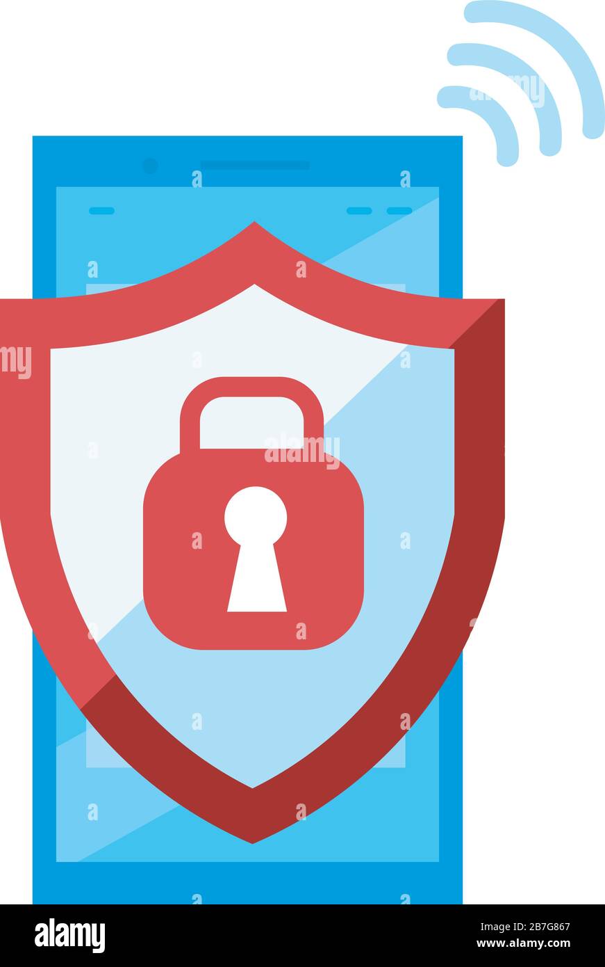 Mobile security flat vector illustration Stock Vector
