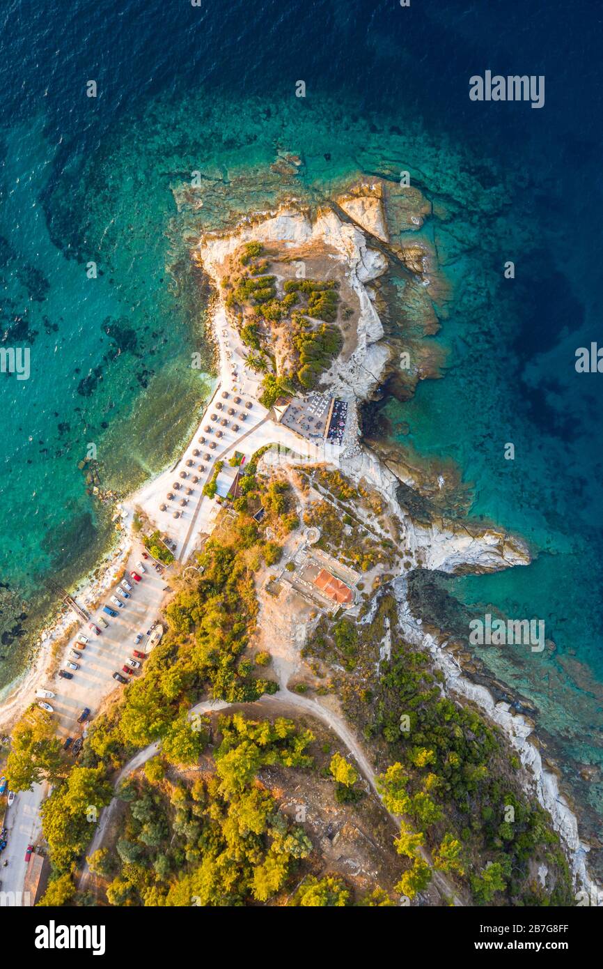 Greece Island Thasos beach and turquoise water Stock Photo
