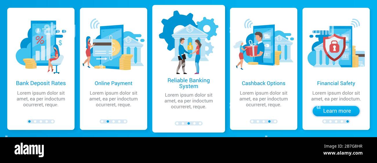 Banking onboarding mobile app screen vector template Stock Vector