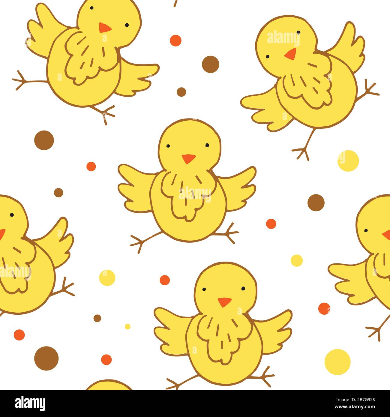Seamless pattern with yellow chicks, easter holiday Stock Vector