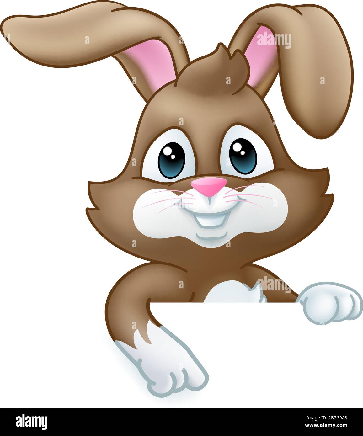Easter Bunny Rabbit Cartoon Sign Stock Vector
