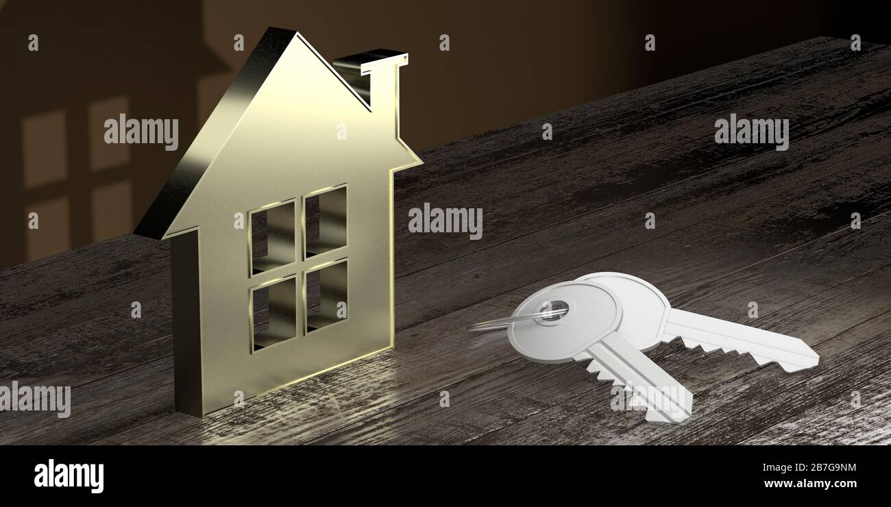 House shape, keys - real estate/ ownership concept - 3D rendering Stock ...