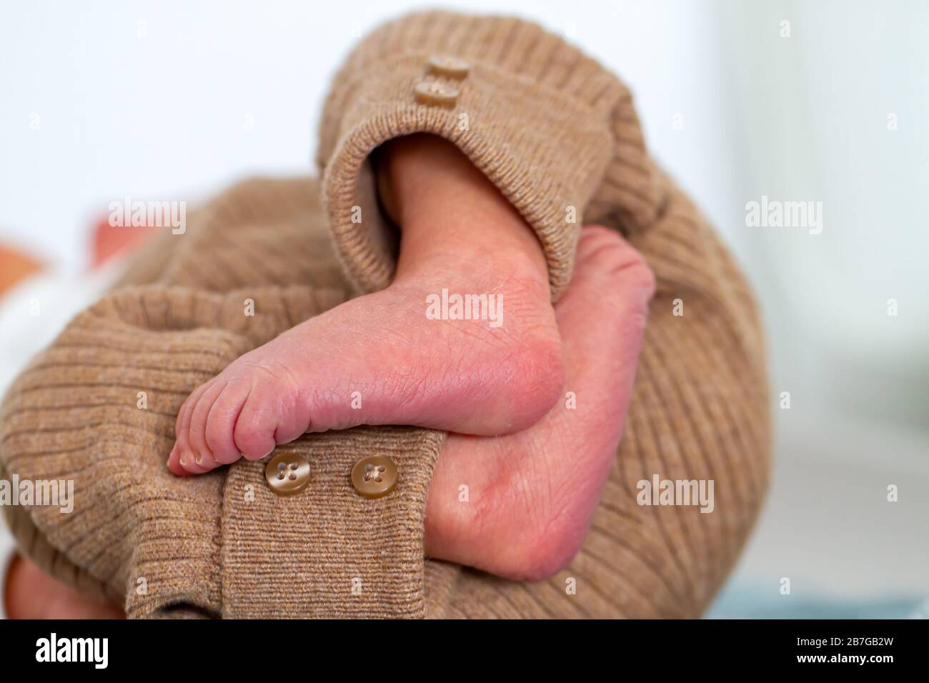 Small feets of a newborn ( One week old ) Stock Photo