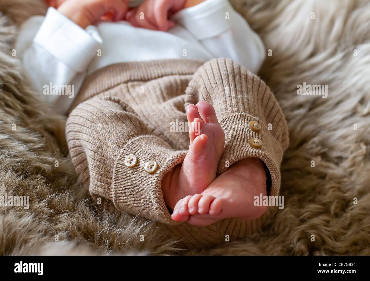 Small feets of a newborn ( One week old ) Stock Photo