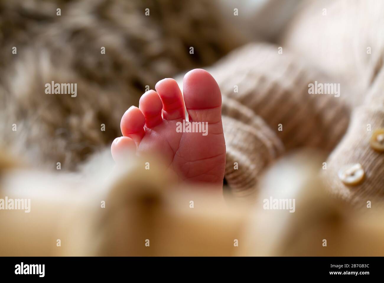 Small feets of a newborn ( One week old ) Stock Photo
