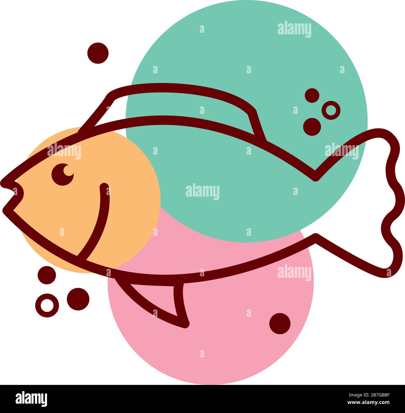 fish sea animal line and color style icon Stock Vector Image & Art - Alamy