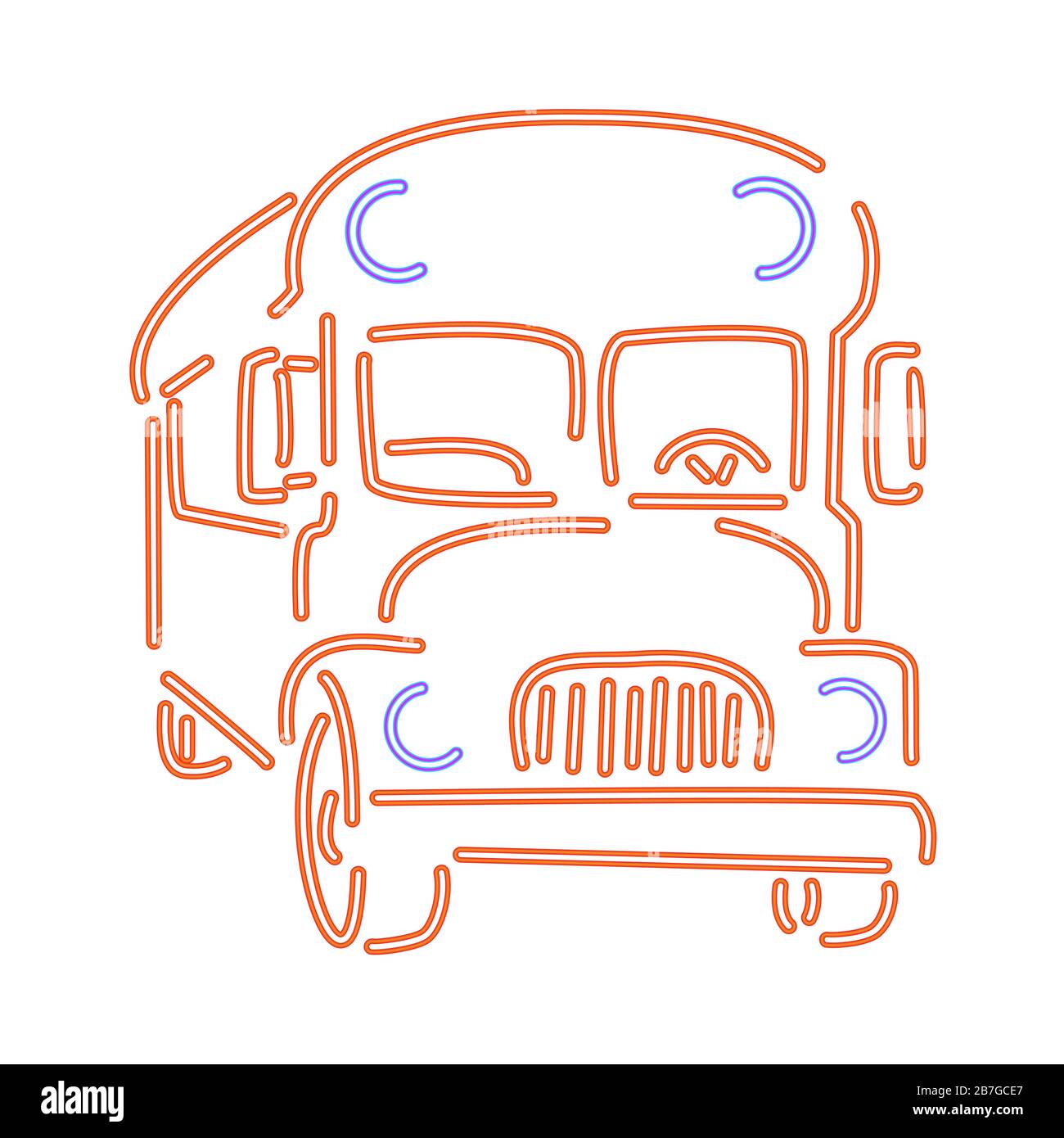Retro bus and stop illustration hi-res stock photography and images - Alamy