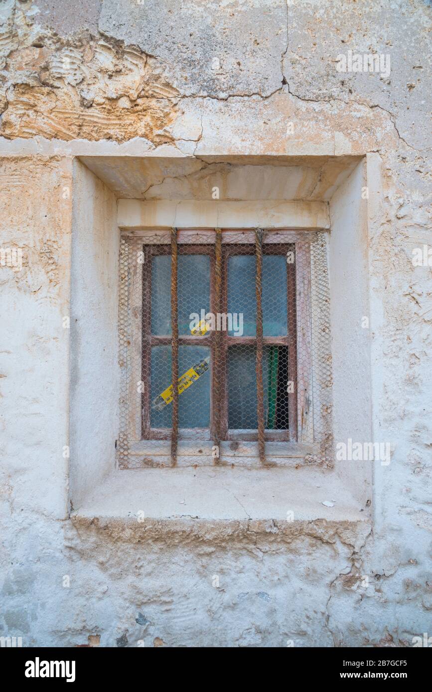Window of abandoned house. Stock Photo