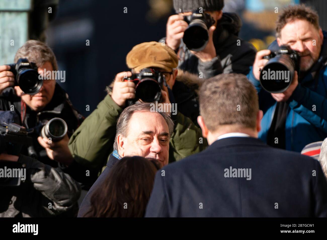 Edinburgh, Scotland, UK. 16 March, 2020.  Alex Salmond arrives at High Court in Edinburgh on the sixth day of his trial.  Iain Masterton/Alamy Live News Stock Photo