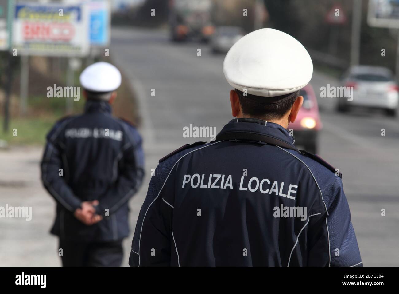 municipal police - local police - traffic police - traffic checks Stock Photo