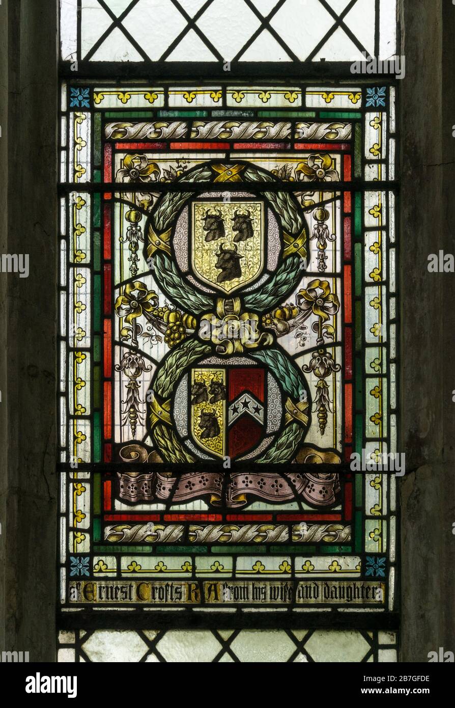 Stained glass window, Holy Trinity church, Blythburgh, Suffolk , UK Stock Photo
