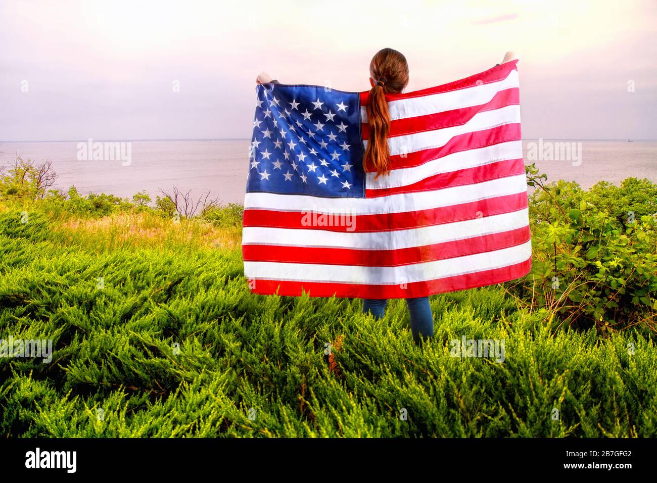 US flag girl Stock Photo Alamy