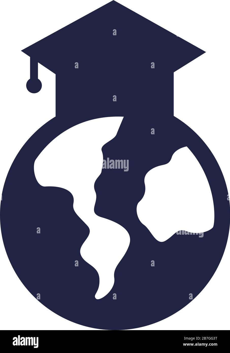 world planet earth school and graduation hat silhouette style Stock ...