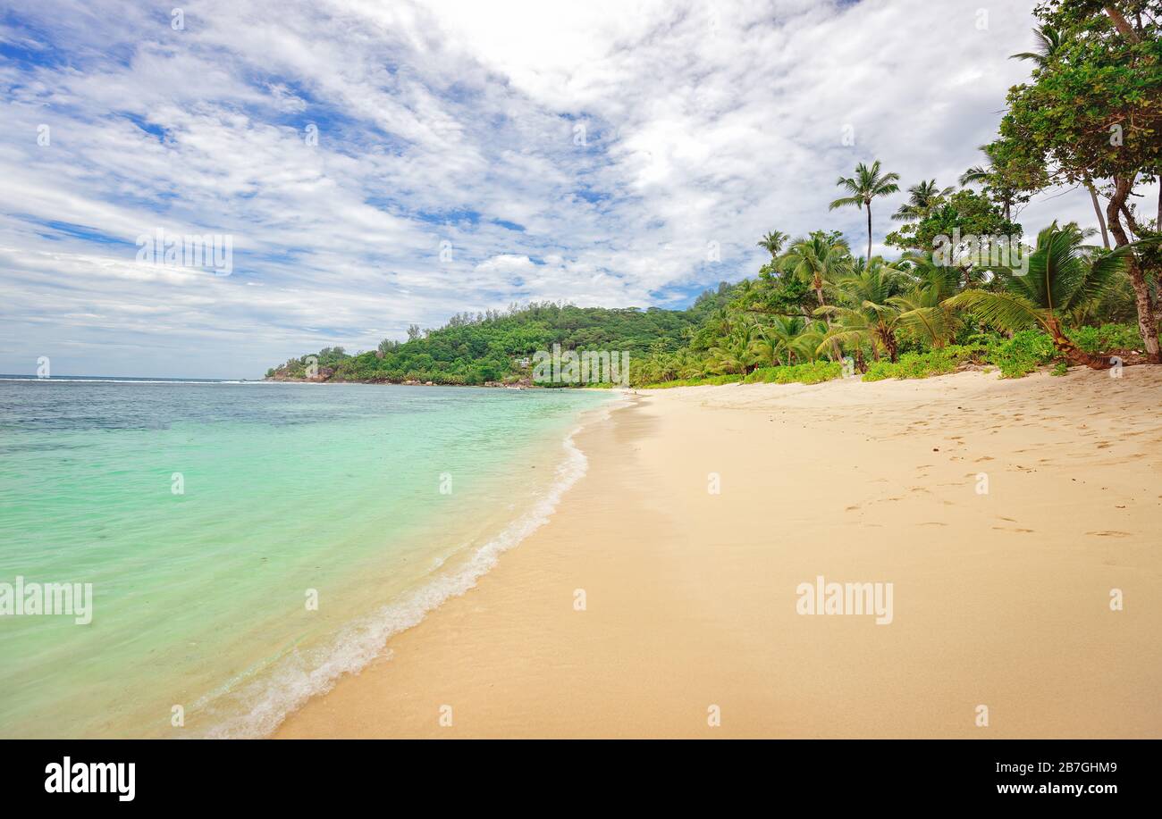 Beautiful Beach Baie Lazare, Mahé Island, Mahe, Seychelles Stock Photo