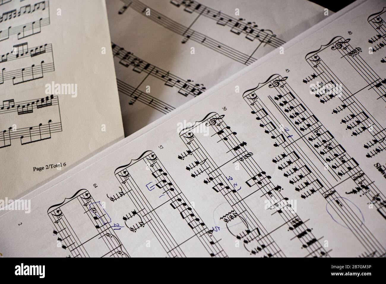 Sheet music with some notes on them, background Stock Photo