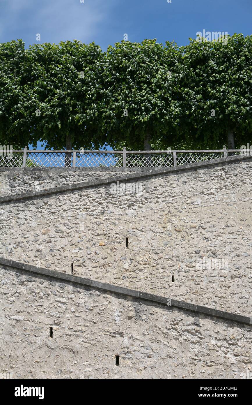 Walled steps at Chateau de Villandry, Loire Valley, France Stock Photo