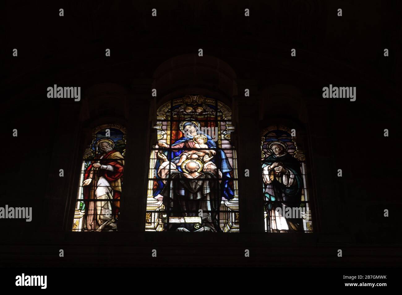 Stained glass windows in Malaga Cathedral, Spain Stock Photo Alamy