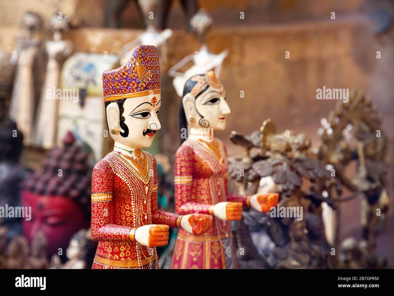 India Rajasthan Rajastan Indian Jodhpur Jaipur Jaisalmer Doll Puppet Woman Man King Queen Dress Red Yellow Theatre Marionette Blue Stock Photo Alamy