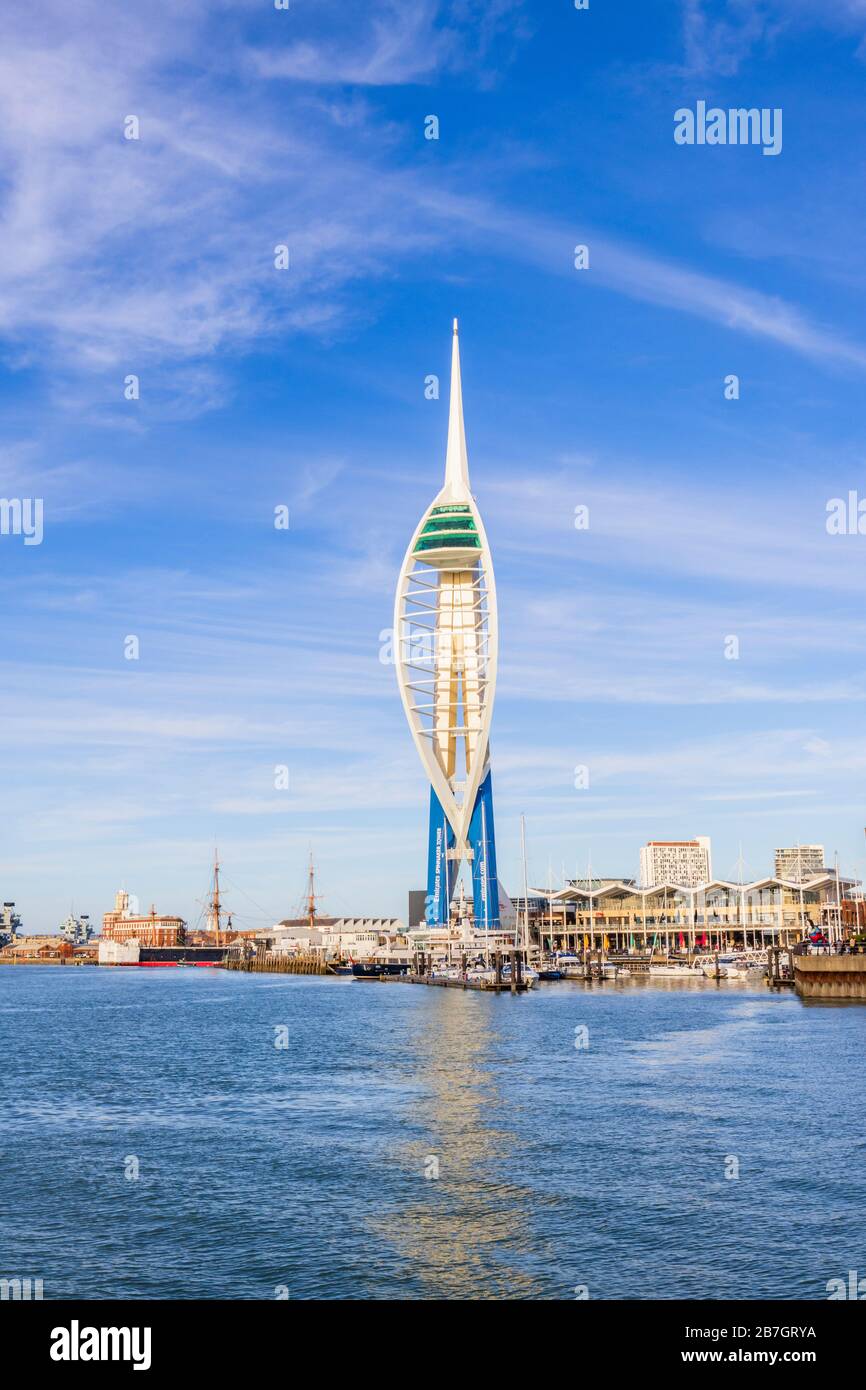 Emirates Spinnaker Tower, a landmark observation tower on the coast at Gunwharf Quays shopping centre, Portsmouth Harbour, Hampshire, southern England Stock Photo