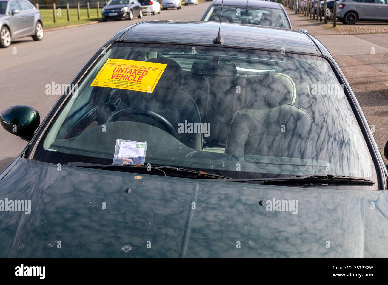 An untaxed vehicle sign. Stock Photo